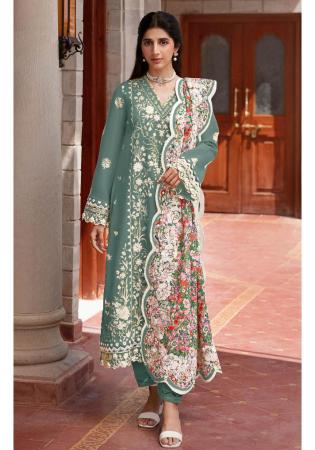 Picture of Rayon & Cotton Medium Sea Green Anarkali Salwar Kameez