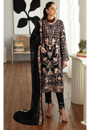 Picture of Elegant Georgette Black Straight Cut Salwar Kameez