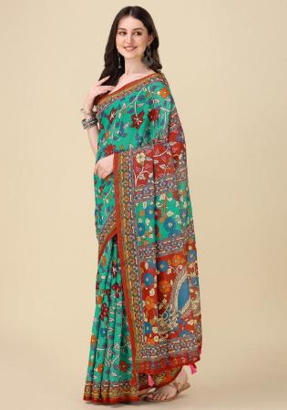 Picture of Wonderful Linen & Silk Medium Sea Green Saree