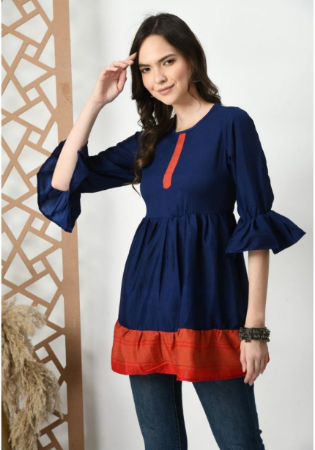 Picture of Graceful Silk Midnight Blue Kurtis & Tunic