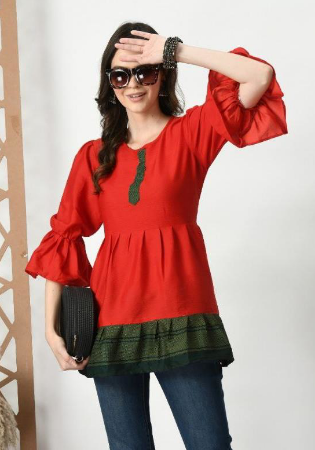 Picture of Pretty Silk Crimson Kurtis & Tunic