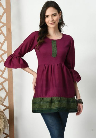 Picture of Excellent Silk Brown Kurtis & Tunic