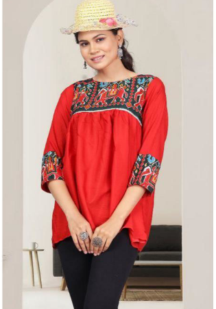 Picture of Stunning Silk Tomato Kurtis & Tunic