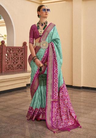 Picture of Elegant Silk Dark Sea Green Saree