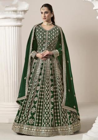 Picture of Classy Georgette Dark Green Anarkali Salwar Kameez