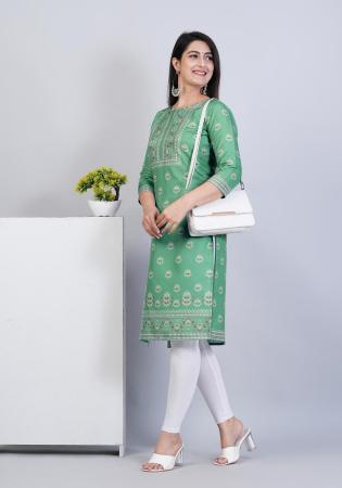 Picture of Well Formed Rayon Dark Sea Green Kurtis & Tunic