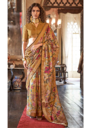 Picture of Comely Silk Saddle Brown Saree