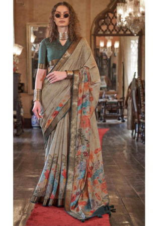 Picture of Elegant Silk Grey Saree