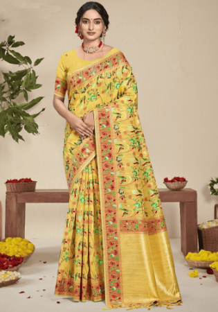 Picture of Comely Silk Khaki Saree