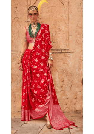 Picture of Sublime Georgette Crimson Saree