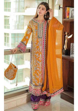 Picture of Chiffon & Silk Peru Straight Cut Salwar Kameez