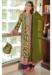 Picture of Chiffon & Silk Dark Olive Green Straight Cut Salwar Kameez