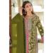 Picture of Chiffon & Silk Dark Olive Green Straight Cut Salwar Kameez