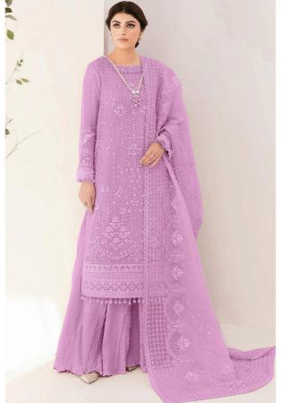 Picture of Organza Rosy Brown Straight Cut Salwar Kameez