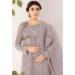 Picture of Excellent Organza Dark Grey Straight Cut Salwar Kameez