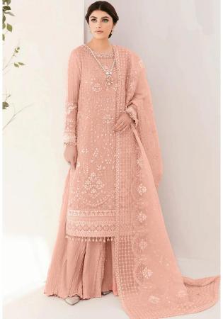 Picture of Organza Burly Wood Straight Cut Salwar Kameez