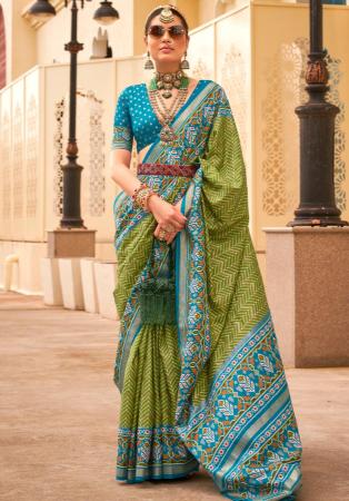 Picture of Beautiful Silk Dark Khaki Saree