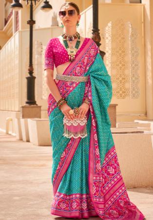 Picture of Excellent Silk Dark Cyan Saree