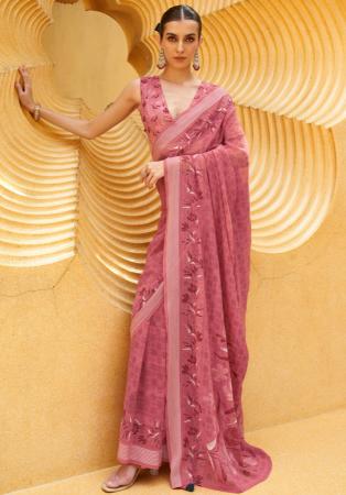 Picture of Nice Georgette & Silk Pink Saree