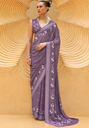 Picture of Ravishing Georgette & Silk Plum Saree