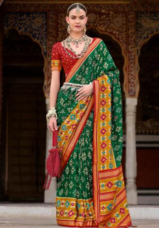 Picture of Sublime Silk Forest Green Saree