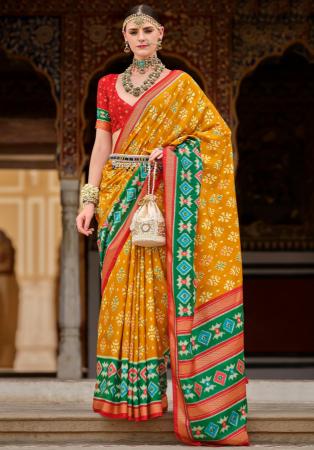 Picture of Alluring Silk Dark Orange Saree