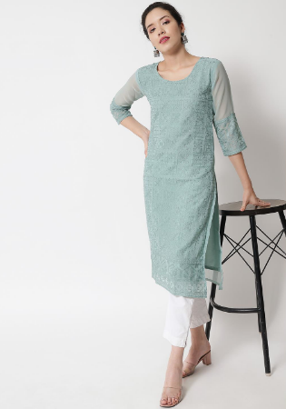 Picture of Sublime Georgette Powder Blue Kurtis & Tunic