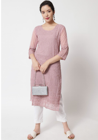 Picture of Shapely Georgette Rosy Brown Kurtis & Tunic