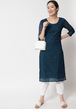 Picture of Superb Georgette Midnight Blue Kurtis & Tunic