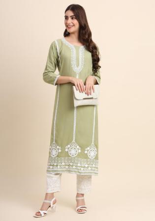 Picture of Appealing Rayon Dark Khaki Kurtis & Tunic