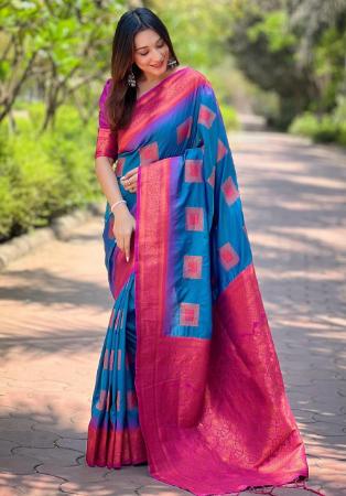 Picture of Wonderful Silk Steel Blue Saree