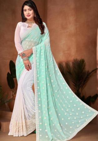 Picture of Gorgeous Georgette Light Steel Blue Saree