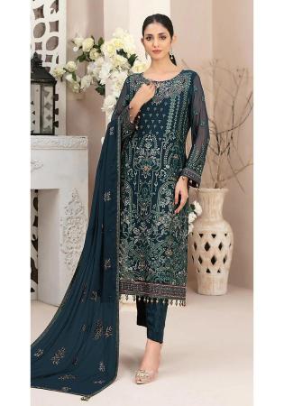 Picture of Georgette Dark Slate Grey Straight Cut Salwar Kameez