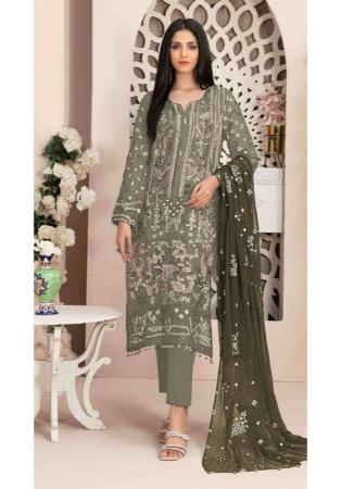 Picture of Nice Georgette Grey Straight Cut Salwar Kameez