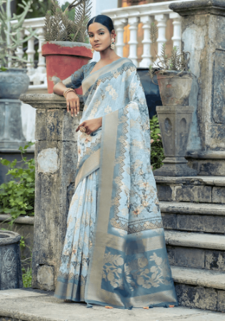 Picture of Taking Organza Alice Blue Saree