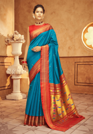 Picture of Appealing Silk Dark Cyan Saree