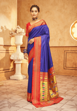 Picture of Excellent Silk Midnight Blue Saree