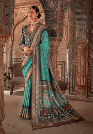 Picture of Wonderful Silk Dark Slate Grey Saree