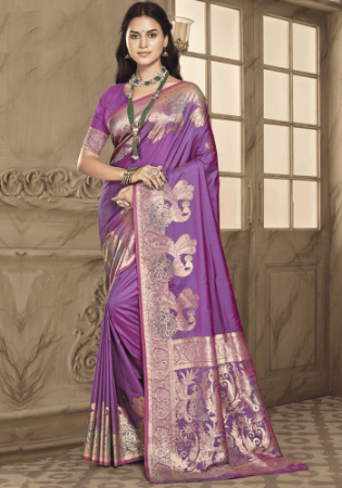 Picture of Comely Silk Violet Saree