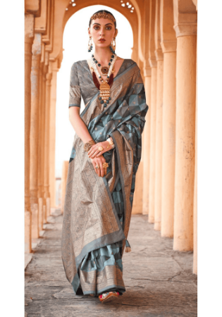 Picture of Fascinating Silk Cadet Blue Saree