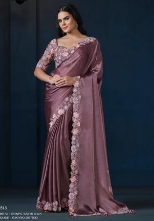 Picture of Pleasing Crepe & Satin & Silk Dim Gray Saree