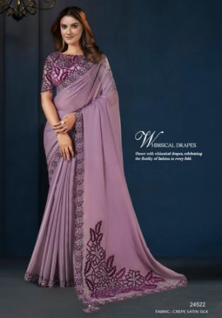 Picture of Sublime Crepe & Satin & Silk Plum Saree