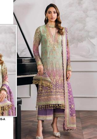 Picture of Statuesque Georgette Silver Straight Cut Salwar Kameez