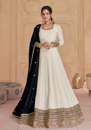 Picture of Grand Georgette Off White Anarkali Salwar Kameez