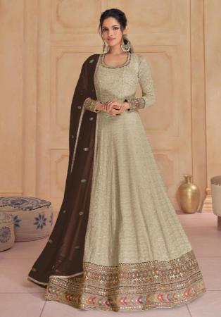 Picture of Alluring Georgette Rosy Brown Anarkali Salwar Kameez