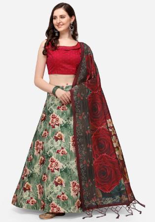 Picture of Enticing Satin & Silk Grey Lehenga Choli