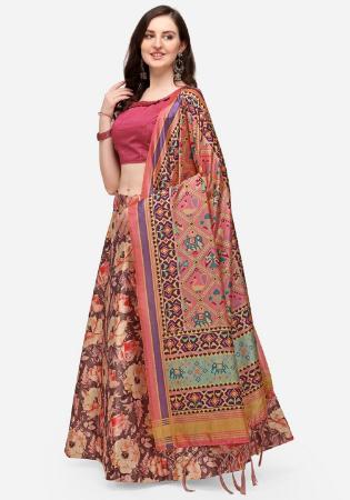 Picture of Stunning Satin & Silk Indian Red Lehenga Choli