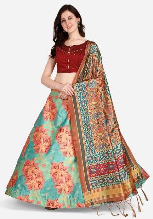 Picture of Classy Satin & Silk Cadet Blue Lehenga Choli