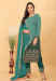 Picture of Georgette & Silk Sea Green Straight Cut Salwar Kameez