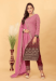 Picture of Georgette & Silk Pale Violet Red Straight Cut Salwar Kameez